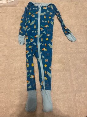 Little Sleepies Teal Blue Beach-Print zippy